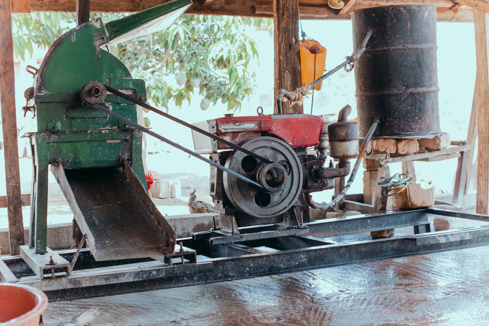 Râpeuse à manioc motorisée, à l'unité de transformation de Faranah.